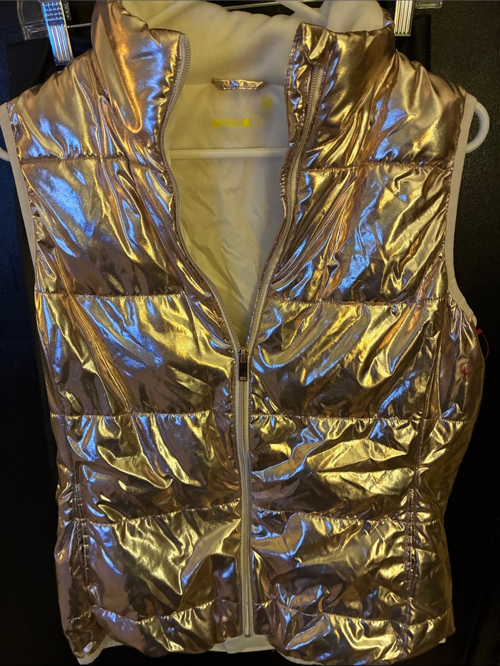 Xersion Metallic Rose Gold Quilted Puffer Vest packable M